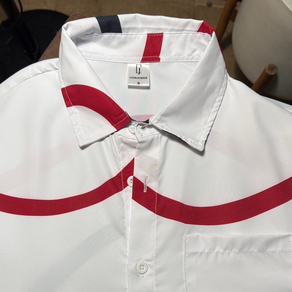 Conjures Men's White and Red Casual Shirt